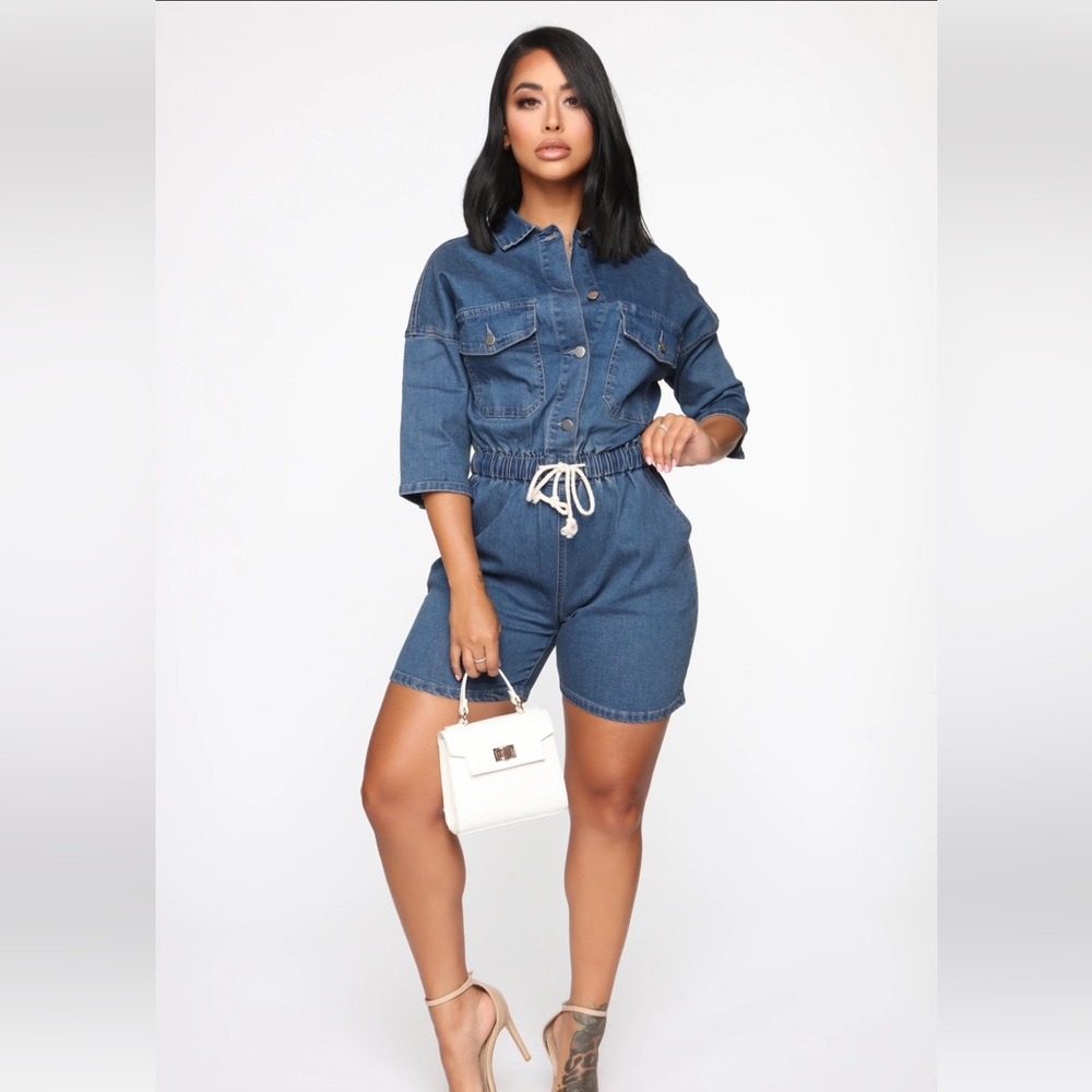 Fashion Nova Blue Denim Jumpsuit
